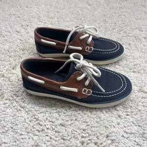 Polo Ralph Lauren Boys Boat Shoes Navy Brown Size 13 Lace‎ Up Preppy